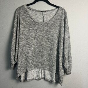 Urvana Dolman Boho Academia Hi-Low Hem‎ Knit Lightweight Heathered Gray Pullover